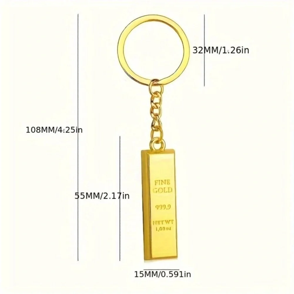 Gold Bar Key Chain Unisex Color Gold